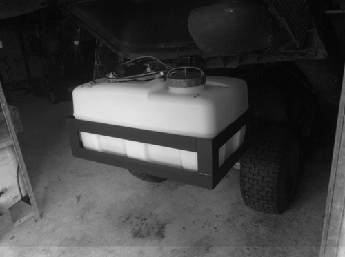 Seed Sprayer Holder for a Ride on Lawn-Mower